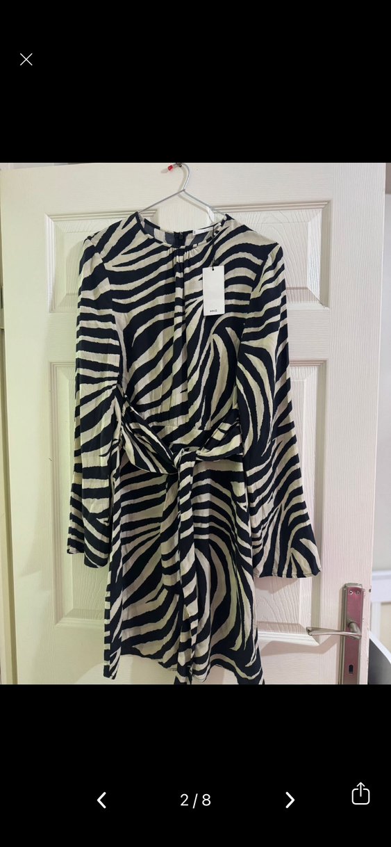 Zebra Desenli Uzun Kollu Mini Elbise - Görsel 2