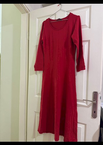 Kırmızı Uzun Kollu triko elbise - Görsel 2