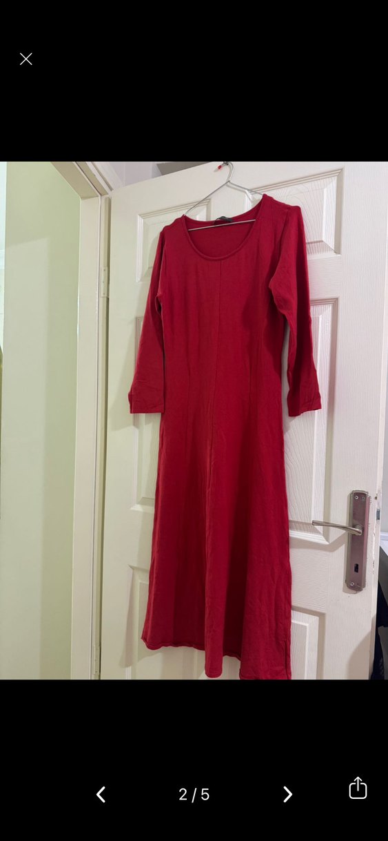 Kırmızı Uzun Kollu triko elbise - Görsel 2