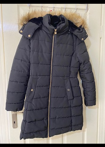 Siyah Kürklü Kadın Kışlık Mont - Görsel 2