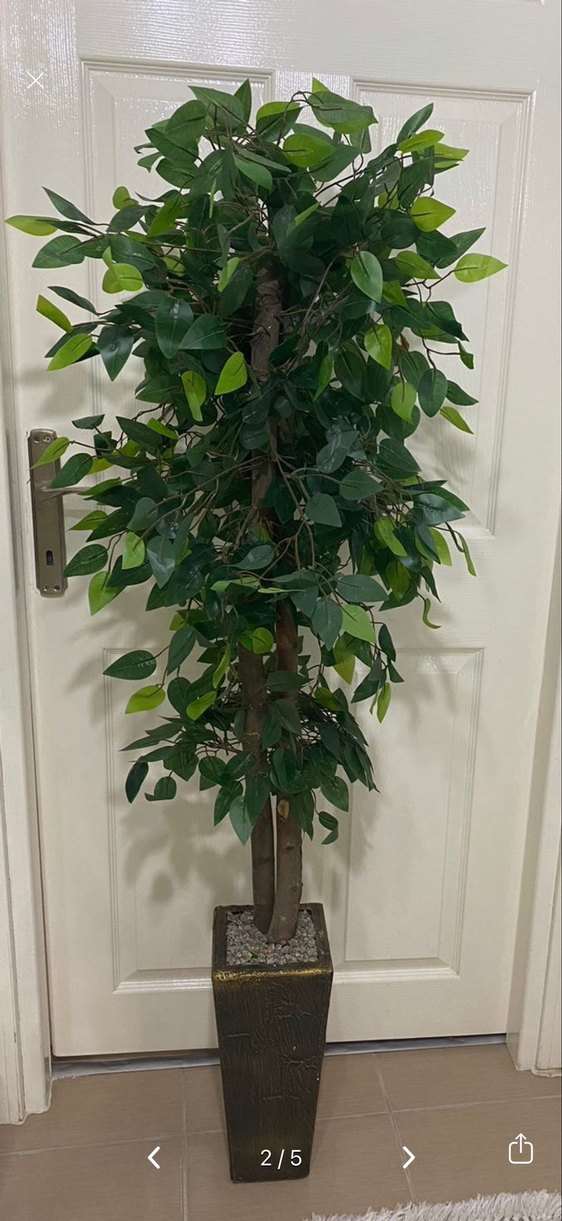 Koyu Yeşil Saksılı Dekoratif Yapay Ağaç - Görsel 2