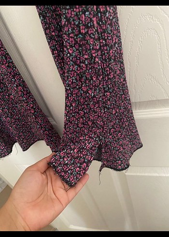 Mor Piliseli Salaş Midi Kadın Pantolon - Görsel 3