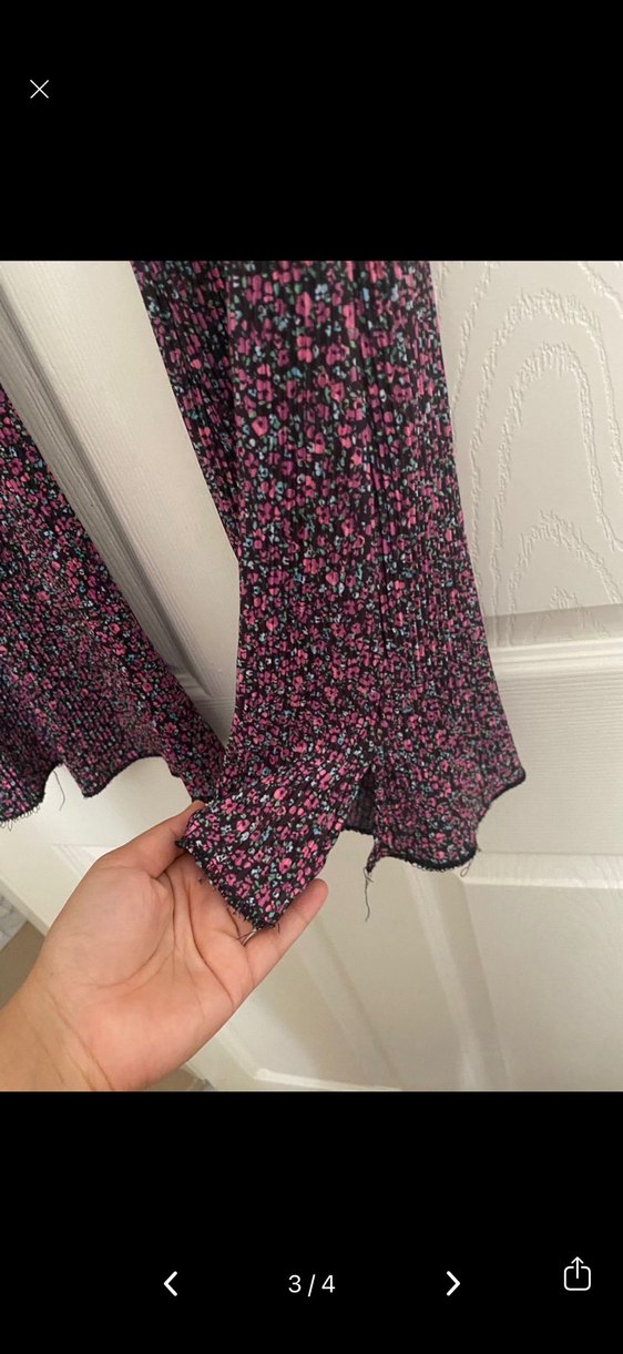 Mor Piliseli Salaş Midi Kadın Pantolon - Görsel 3