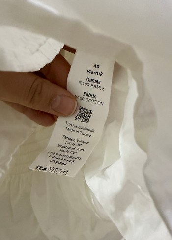 Beyaz Keten Düğmeli Straplez Bluz - Görsel 3