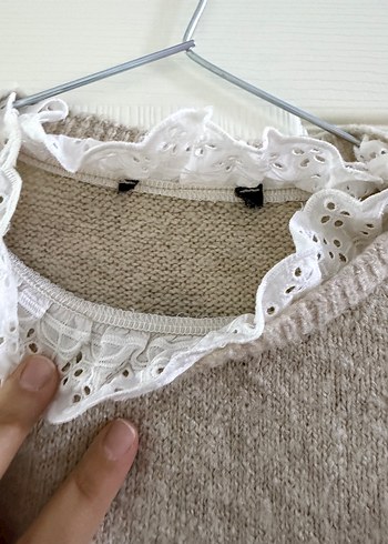 Bej Kadın Triko Kazak, Yuvarlak Yaka, Rahat Kesim - Görsel 2