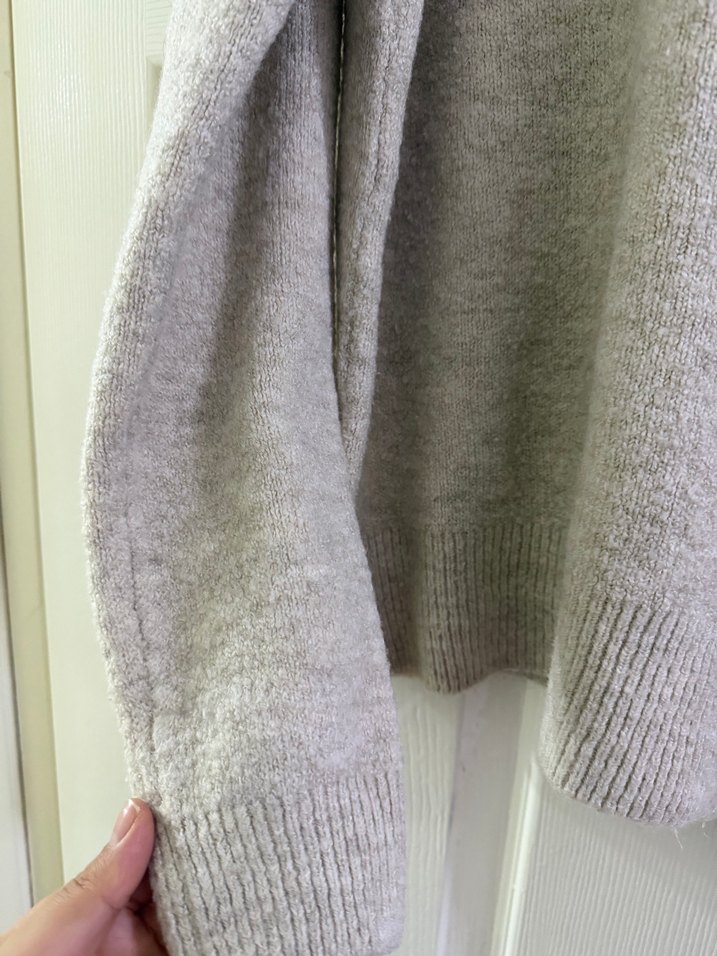 Bej Kadın Triko Kazak, Yuvarlak Yaka, Rahat Kesim - Görsel 4