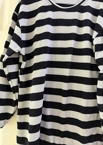 Kadın Gri Beyaz Çizgili Uzun Kollu Triko - Görsel 3