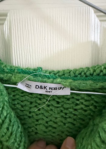 Kapüşonlu Yeşil Triko Kadın Kazak - Görsel 2