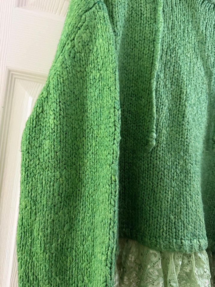 Kapüşonlu Yeşil Triko Kadın Kazak - Görsel 4