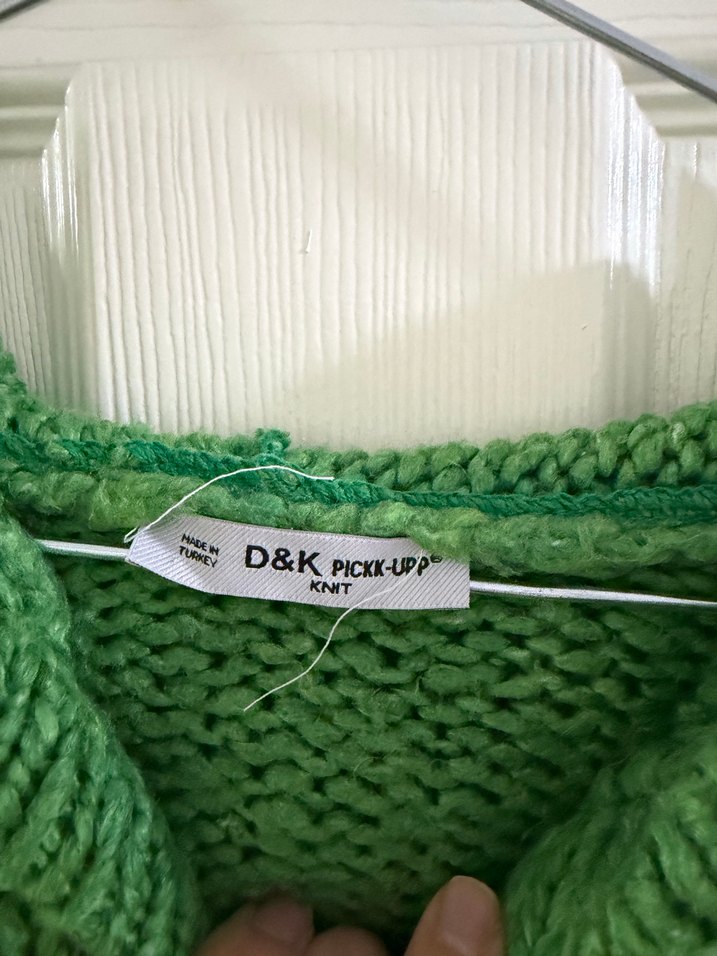 Kapüşonlu Yeşil Triko Kadın Kazak - Görsel 2