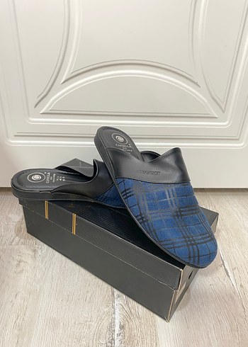 Erkek Kareli Mavi Terlik - Görsel 2