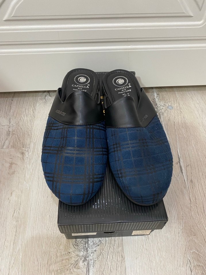 Erkek Kareli Mavi Terlik - Görsel 3