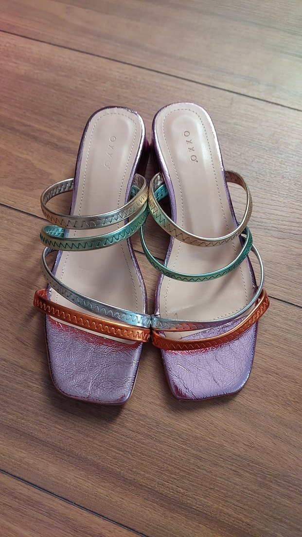 Vintage Yılan Desenli Çok Renkli Topuklu Sandalet - Görsel 3