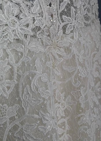 Dantel İşlemeli V Yaka Bohem Gelinlik - Görsel 10