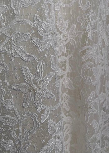 Dantel İşlemeli V Yaka Bohem Gelinlik - Görsel 6