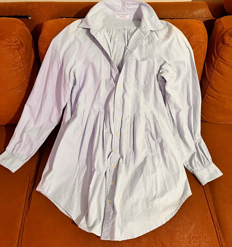 YARGICI uzun midi buz mavisi gömlek - Görsel 4