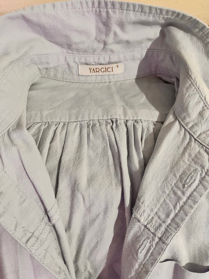 YARGICI uzun midi buz mavisi gömlek - Görsel 2