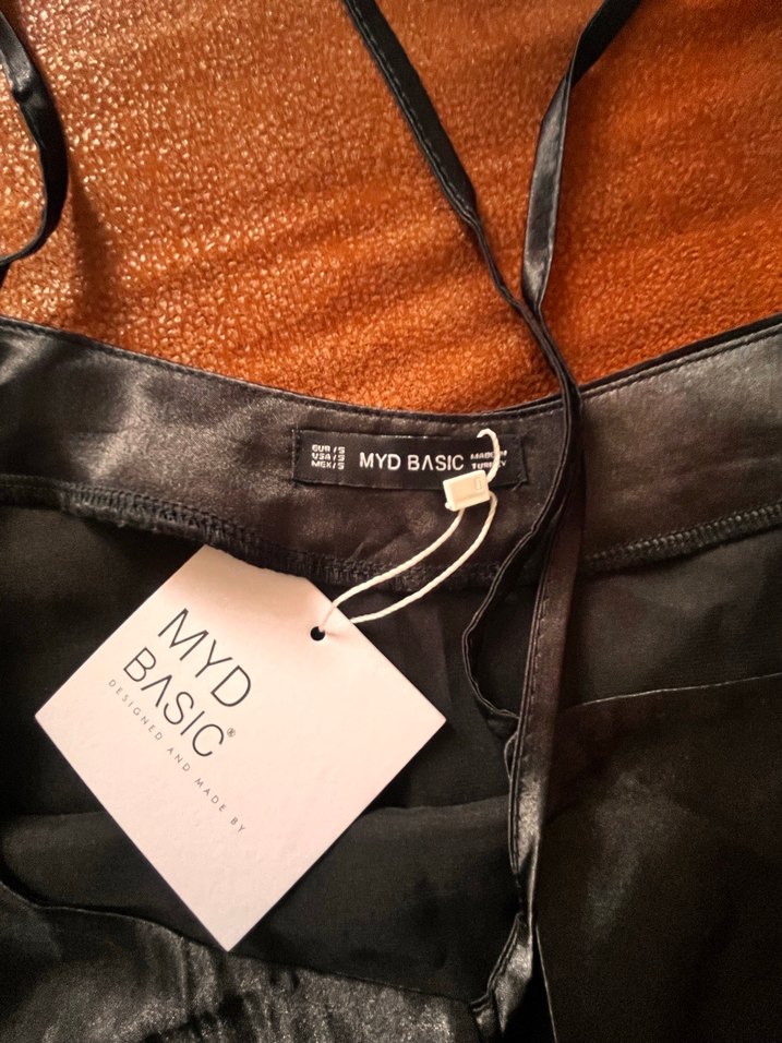 Siyah Saten  Midi Bluz - Görsel 2