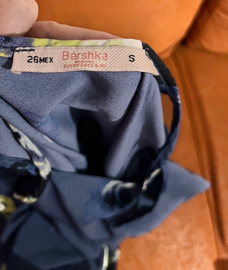 BERSHKA Mavi V Yakalı Uzun Bohem Elbise - Görsel 2