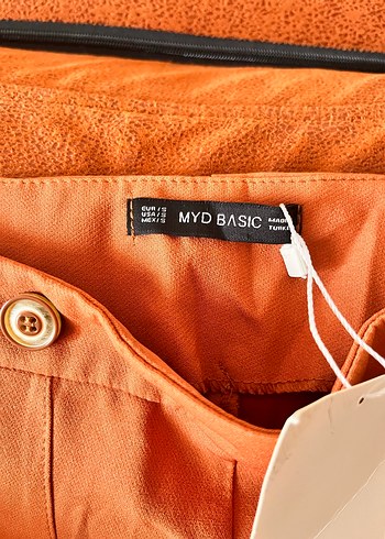 Kiremit Kadın Midi Yüksek bel Süet Kumaş Pantolon - Görsel 4