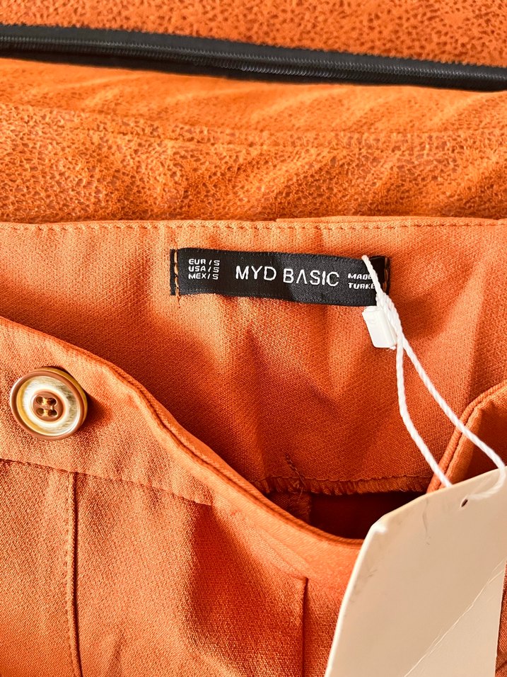 Kiremit Kadın Midi Yüksek bel Süet Kumaş Pantolon - Görsel 4