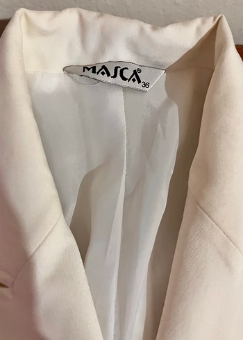 Düğmeli Beyaz Kadın Blazer Ceket - Görsel 3