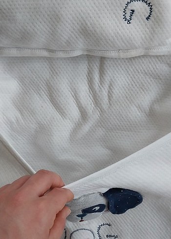 Nakışlı Beyaz Gri Çocuk Uyku Seti - Görsel 3