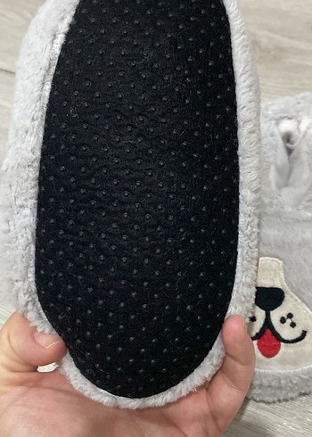 Gri  Çocuk Peluş Ev Terliği - Görsel 2