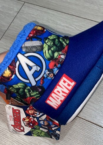 Çocuk Mavi Avengers Sıcak Terlik Velcro - Görsel 5