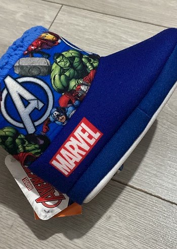 Çocuk Mavi Avengers Sıcak Terlik Velcro - Görsel 2