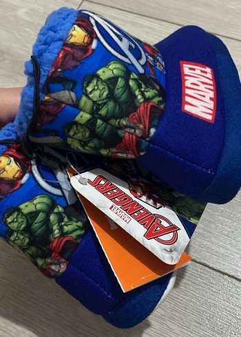 Çocuk Mavi Avengers Sıcak Terlik Velcro - Görsel 3
