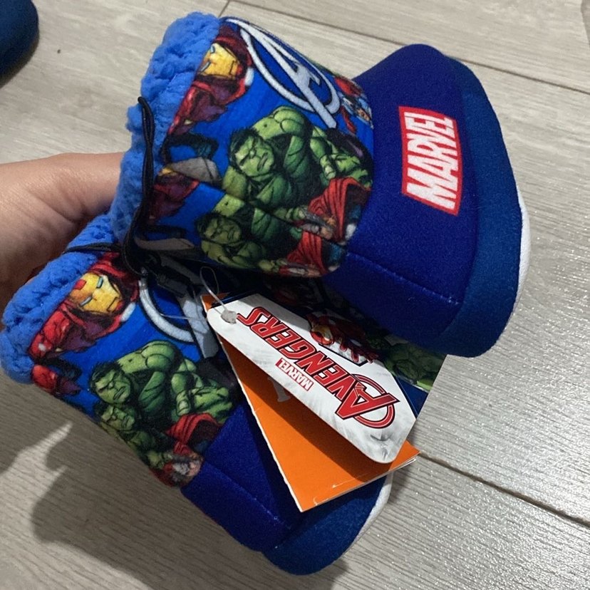 Çocuk Mavi Avengers Sıcak Terlik Velcro - Görsel 3