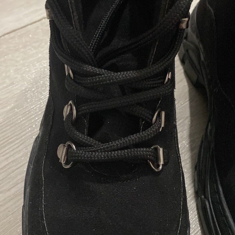 Siyah Süet Platform Topuklu Goth Bot - Görsel 2