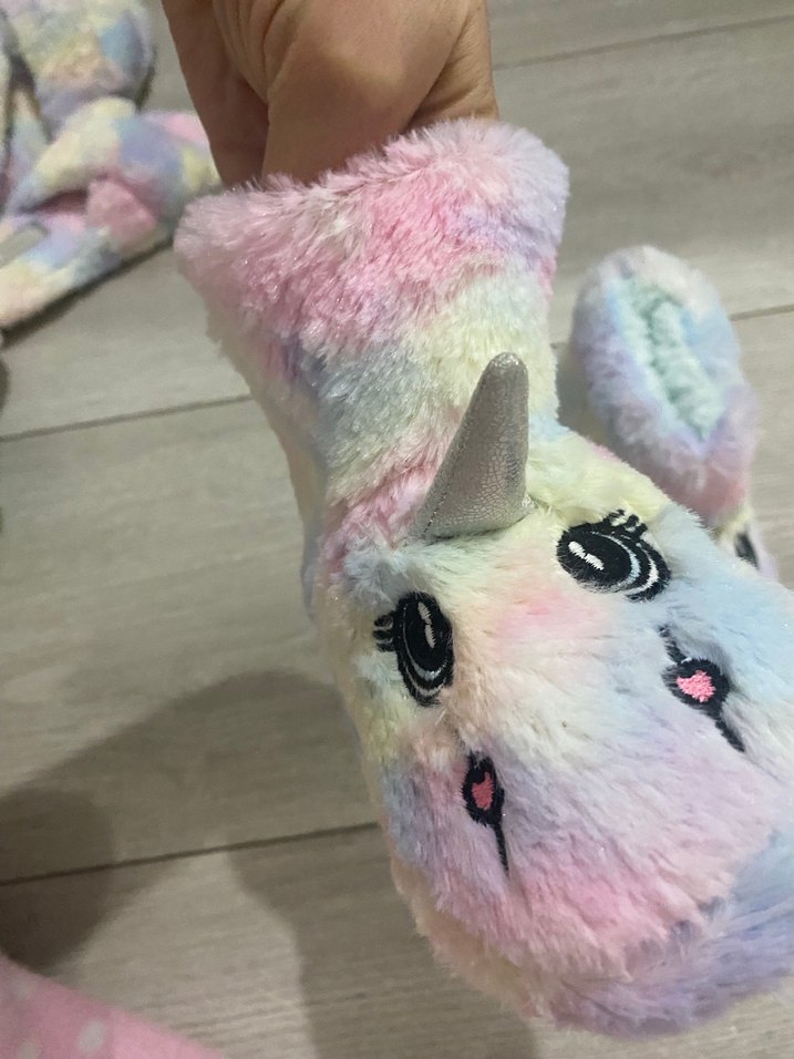 Kız Çocuk Peluş Unicorn Ev Terliği - Görsel 2