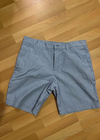 Mavi Çizgili Regular Fit Bermuda Şort - Görsel 2