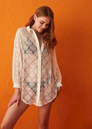 Dantel Detaylı Kahverengi Mini Bikini - Görsel 3