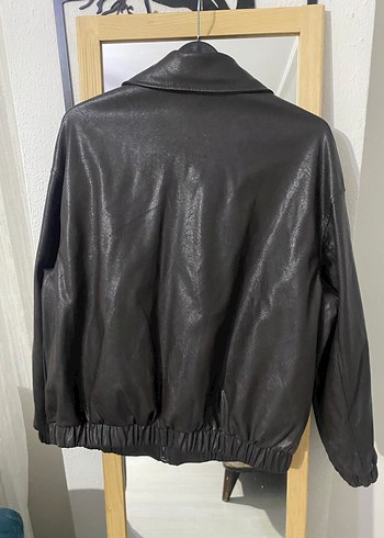 BERSHKA Kadın Kahverengi Deri Ceket - Görsel 4