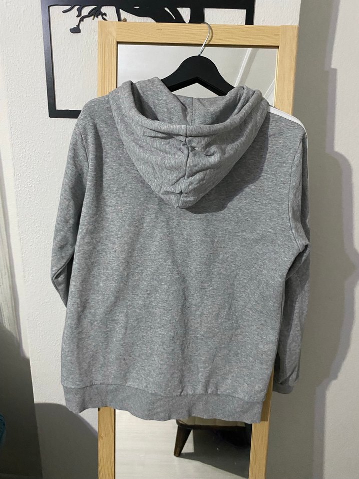 Gri Adidas Kapüşonlu Fermuarlı Kadın Ceket - Görsel 3