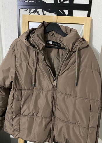 Bej Kapüşonlu Kadın Kışlık Mont - Görsel 2