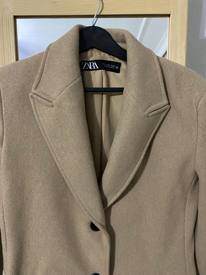 Camel Rengi Düğmeli Zara Kaban - Görsel 3