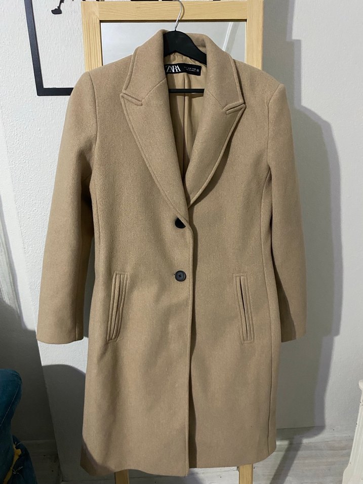 Camel Rengi Düğmeli Zara Kaban - Görsel 2