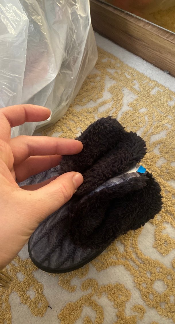 Gri Erkek Çocuk Sıcak Kürklü Ev Terliği - Görsel 5