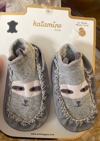 Erkek Bebek Gri Örgü Sıcak Ev Terliği - Görsel 2