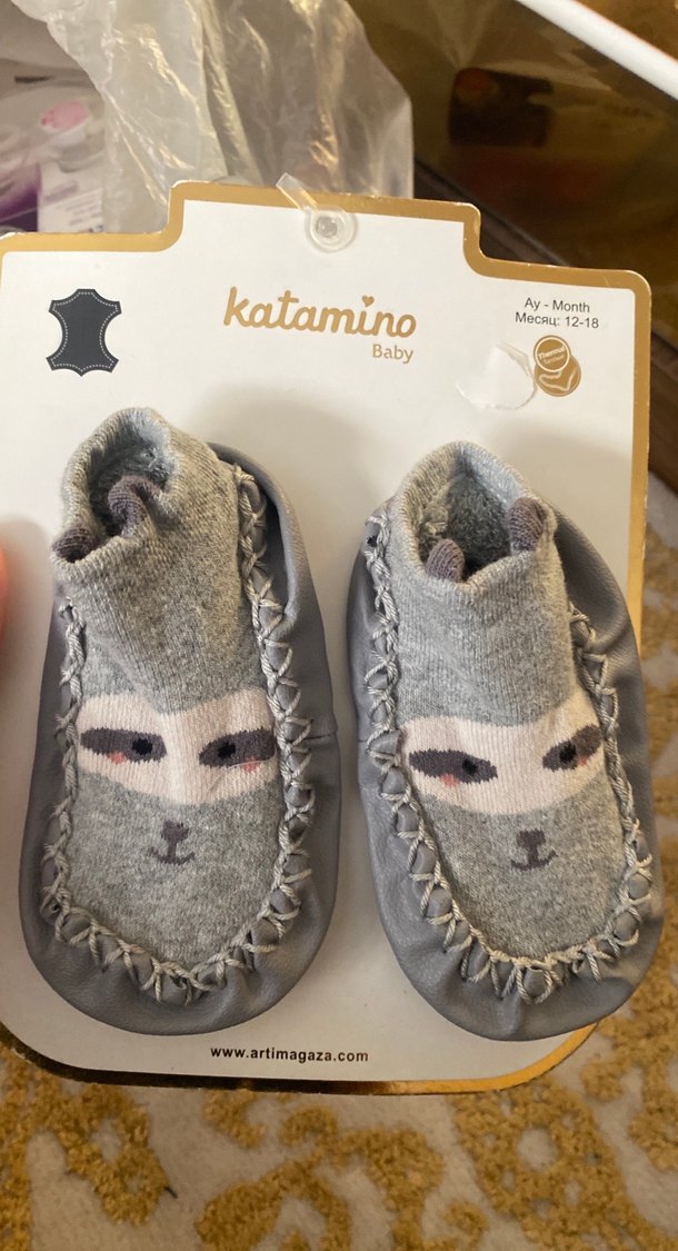 Erkek Bebek Gri Örgü Sıcak Ev Terliği - Görsel 2