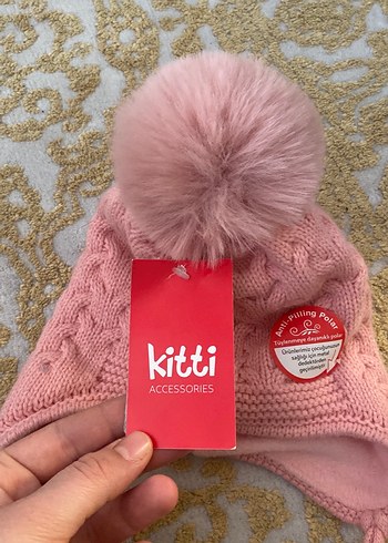 Kitti Pembe Örgü Çocuk Bere - Görsel 3