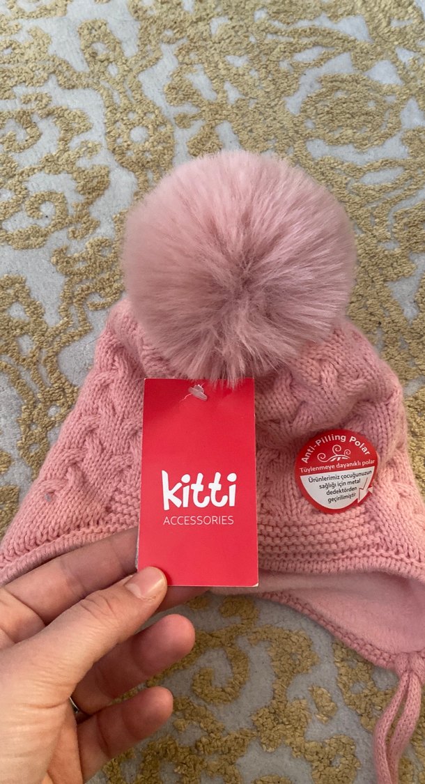Kitti Pembe Örgü Çocuk Bere - Görsel 3