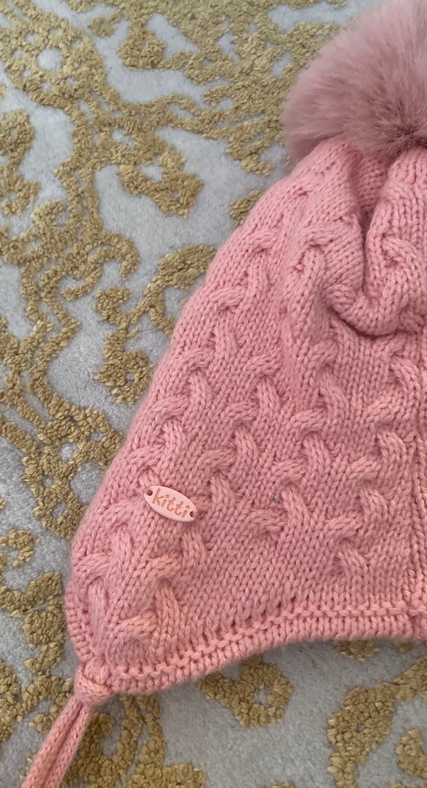 Kitti Pembe Örgü Çocuk Bere - Görsel 4