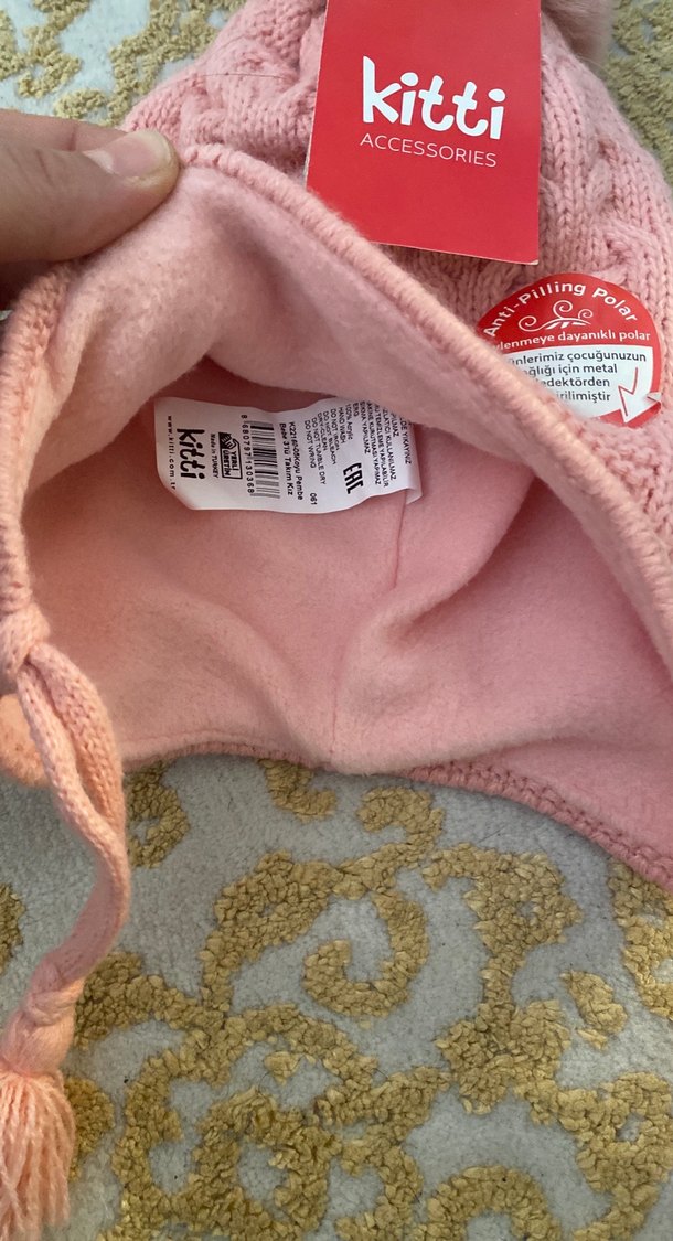 Kitti Pembe Örgü Çocuk Bere - Görsel 2