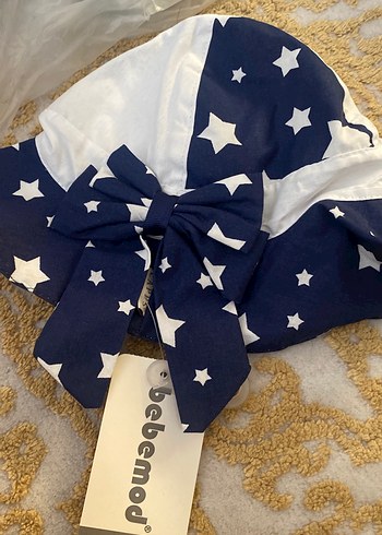 Yıldız Desenli Mavi Fiyonk Detaylı Çocuk Şapkası - Görsel 5