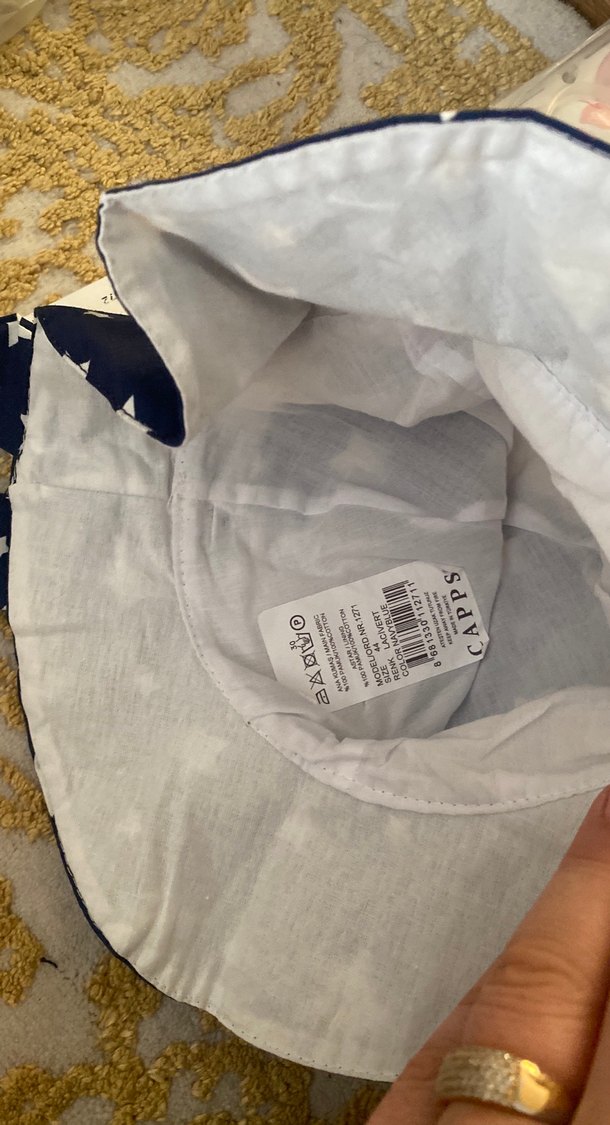 Yıldız Desenli Mavi Fiyonk Detaylı Çocuk Şapkası - Görsel 3